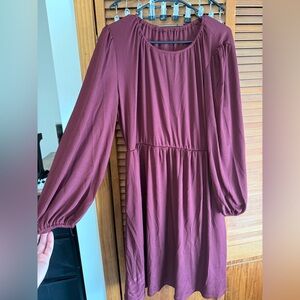 SHEIN Curve maroon Long Sleeve Dress NWOT